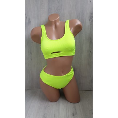 Підлітковий купальник в рубчик, топ з завищеною талією, 34-42 розмір