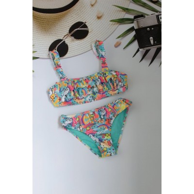 Дитячий глянцевий купальник з єдинорогом, 4-12 років