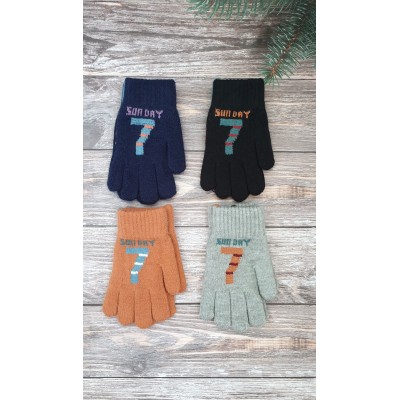 Одинарні рукавиці для хлопчиків №3-28, 6-10 років