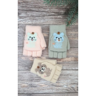 Одинарні рукавиці-мітенки для дівчаток №3-29, 5-10 років 