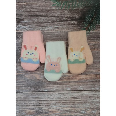 Подвійні дитячі рукавички для дівчаток №7-49А, 2-4 роки