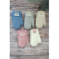 Подвійні дитячі рукавички тедді мікс хлопчик/дівчинка №8-022, 0-2 роки