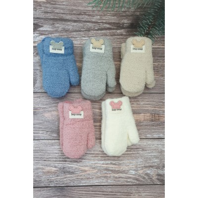 Подвійні дитячі рукавички тедді мікс хлопчик/дівчинка №8-022, 0-2 роки