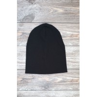 Трикотажна шапка котілок в рубчик - чорна