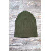 Трикотажна шапка котілок в рубчик - олива