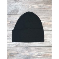 Трикотажна шапка з відворотом - чорна