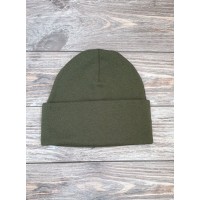 Трикотажна шапка з відворотом - олива