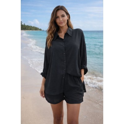 Пляжний костюм - сорочка+шорти №14-284