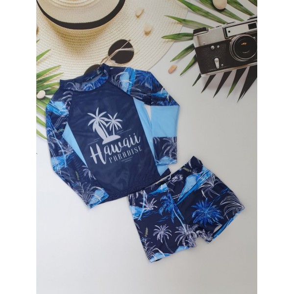 Набір - кофтинка для пляжу з SPF-35 захистом+купальні боксери для хлопчиків №14-338, 28-36 розм.