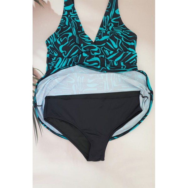 Жіночий суцільний купальник платтям №D383, 48-56 розм.