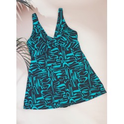 Жіночий суцільний купальник платтям №D383, 48-56 розм.