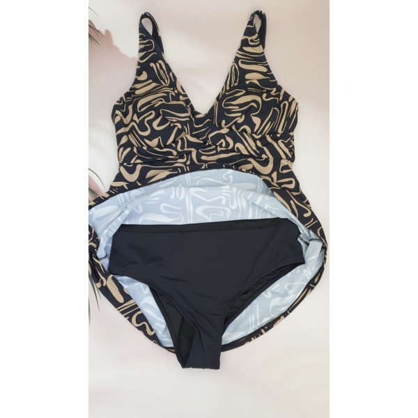 Жіночий суцільний купальник платтям №D383, 48-56 розм.