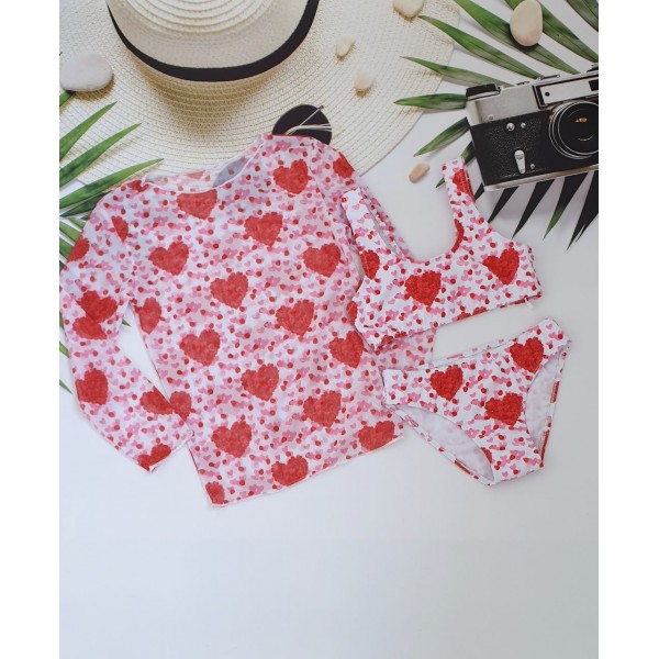 Набір - кофтинка для пляжу з SPF-35 захистом+купальник для дівчаток, 28-36 розм.