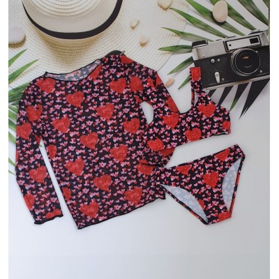 Набір - кофтинка для пляжу з SPF-35 захистом+купальник для дівчаток, 28-36 розм.