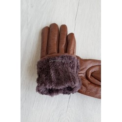 Жіночі рукавиці з еко шкіри на хутрі