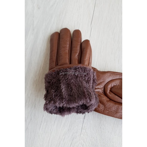 Жіночі рукавиці з еко шкіри на хутрі