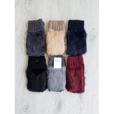 Жіночі мітенки з натуральним хутром кролика