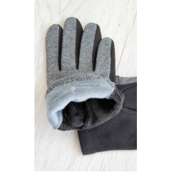 Трикотажні чоловічі рукавиці на флісі, сірі