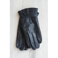 Чоловічі рукавиці з натуральної шкіри на флісі - модель "два луча"