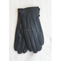 Чоловічі рукавиці з натуральної шкіри на флісі - модель "косички"