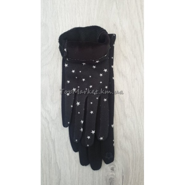 Трикотажні жіночі рукавиці з зірочками