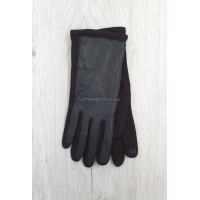 Трикотажні жіночі рукавиці з еко шкірою - модель "хвиля"