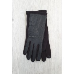 Трикотажні жіночі рукавиці з еко шкірою - модель "хвиля"