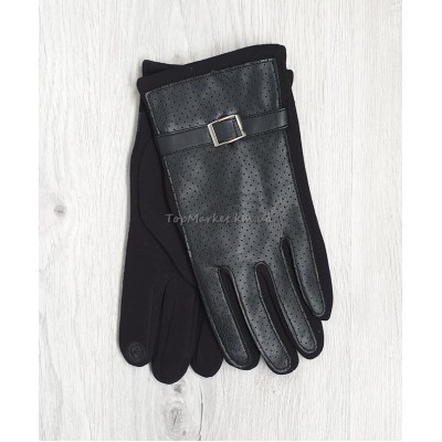 Чоловічі трикотажні рукавиці з еко шкірою 