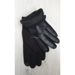 Чоловічі трикотажні рукавиці з еко шкірою 