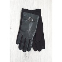 Чоловічі трикотажні рукавиці з еко шкірою - модель "класика"