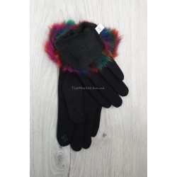 Трикотажні жіночі рукавиці з натуральним хутром