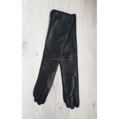 Довгі жіночі рукавиці з еко шкіри