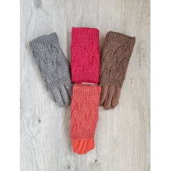 Трикотажні підліткові рукавиці з плетеним верхом, 6-16 років, модель "плетінка"