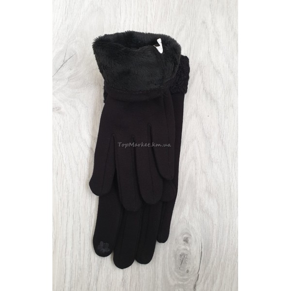 Трикотажні жіночі рукавиці з в'язаним манжетом
