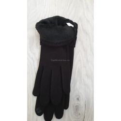 Трикотажні жіночі рукавиці з плетеним манжетом, модель "бусінка"