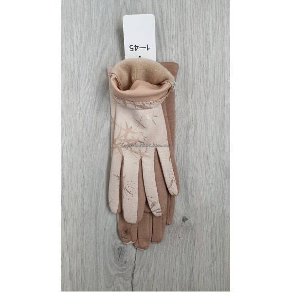 Трикотажно-замшеві жіночі рукавиці на флісі