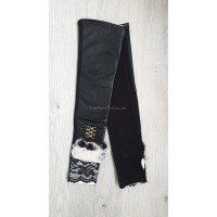 Довгі жіночі рукавиці з еко шкіри з трикотажною вставкою Довгі жіночі рукавиці з еко шкіри з трикотажною вставкою