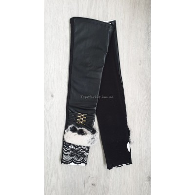 Довгі жіночі рукавиці з еко шкіри з трикотажною вставкою Довгі жіночі рукавиці з еко шкіри з трикотажною вставкою