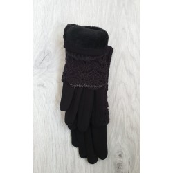 Трикотажні жіночі рукавиці з в'язаним верхом, модель "хвилька"