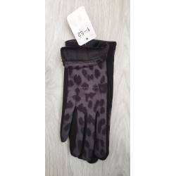 Трикотажні жіночі рукавиці з леопардовим принтом