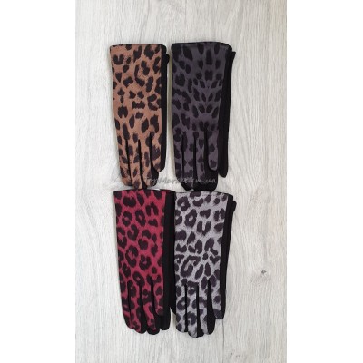 Трикотажні жіночі рукавиці з леопардовим принтом
