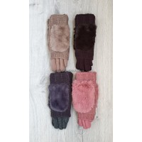 Трикотажні рукавиці жіночі з в'язаним верхом