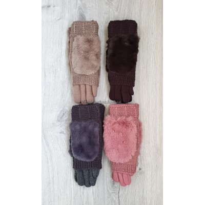 Трикотажні рукавиці жіночі з в'язаним верхом