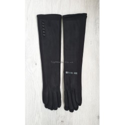 Довгі замшево-трикотажні жіночі  рукавиці