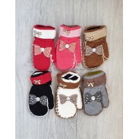 Дитячі рукавички на махрі для дівчаток, 4-7 років