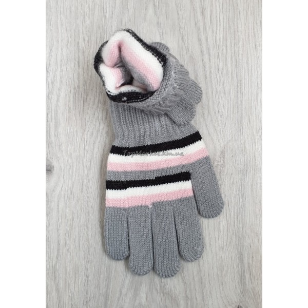 Одинарні рукавиці для дівчаток "бантик", 4-6 років