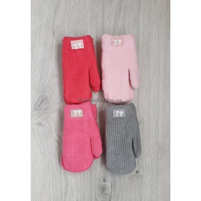 Дитячі рукавички на хутрі для дівчаток "котик", 5-8 років