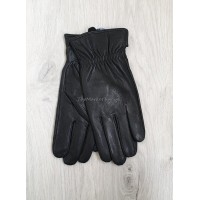 Чоловічі рукавиці з натуральної шкіри на шерсті - модель "під резинку"