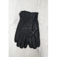 Чоловічі рукавиці з натуральної шкіри на махрі - модель "резинка"