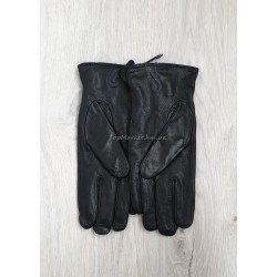 Чоловічі рукавиці з натуральної шкіри на махрі - модель "резинка"